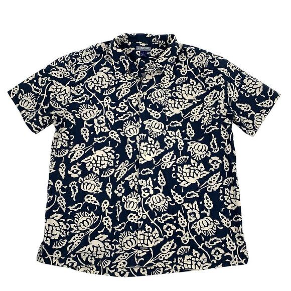 Structure Vintage 90s Hawaiian Aloha Shirt Floral Navy/Cream Men’s Size XL Surf - Picture 1 of 10
